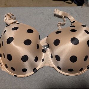 Polka Dot Underwire Bra (Ashley Graham) - Black and Tan